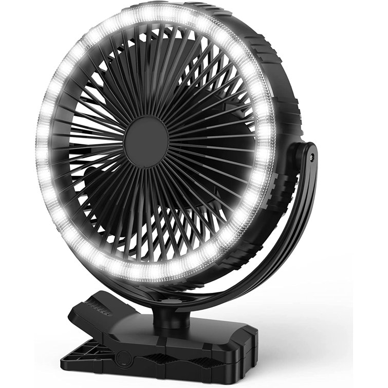 Battery Operated Clip on Fan with Camping Lantern, 4 Speeds & Timer, 10000mAh Battery Operated Clip Fan for Bed, Outdoor