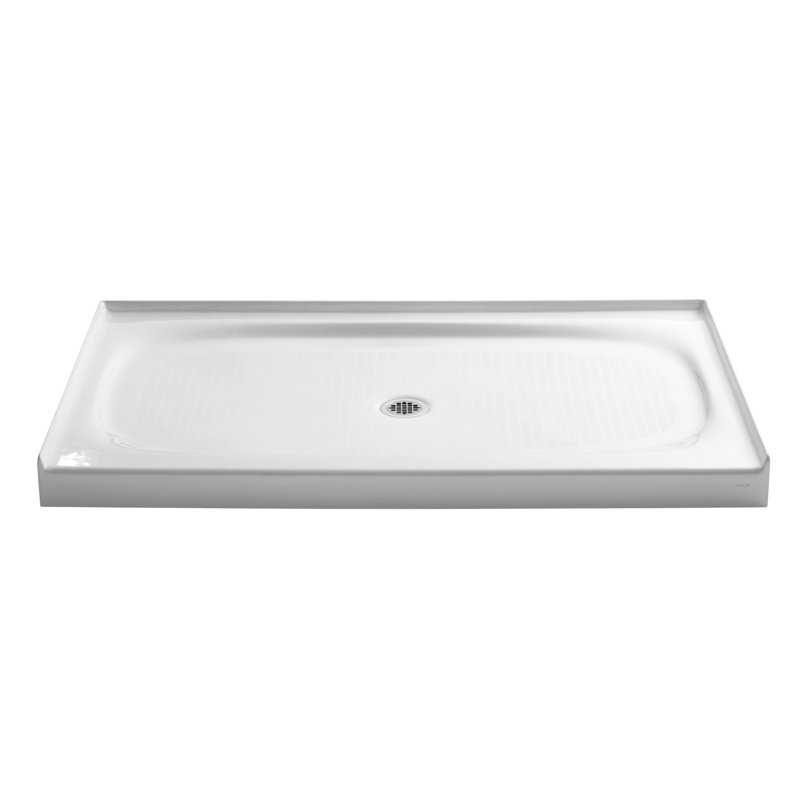Base de douche à drain simple 60 po x 36 po Salient®, Blanc