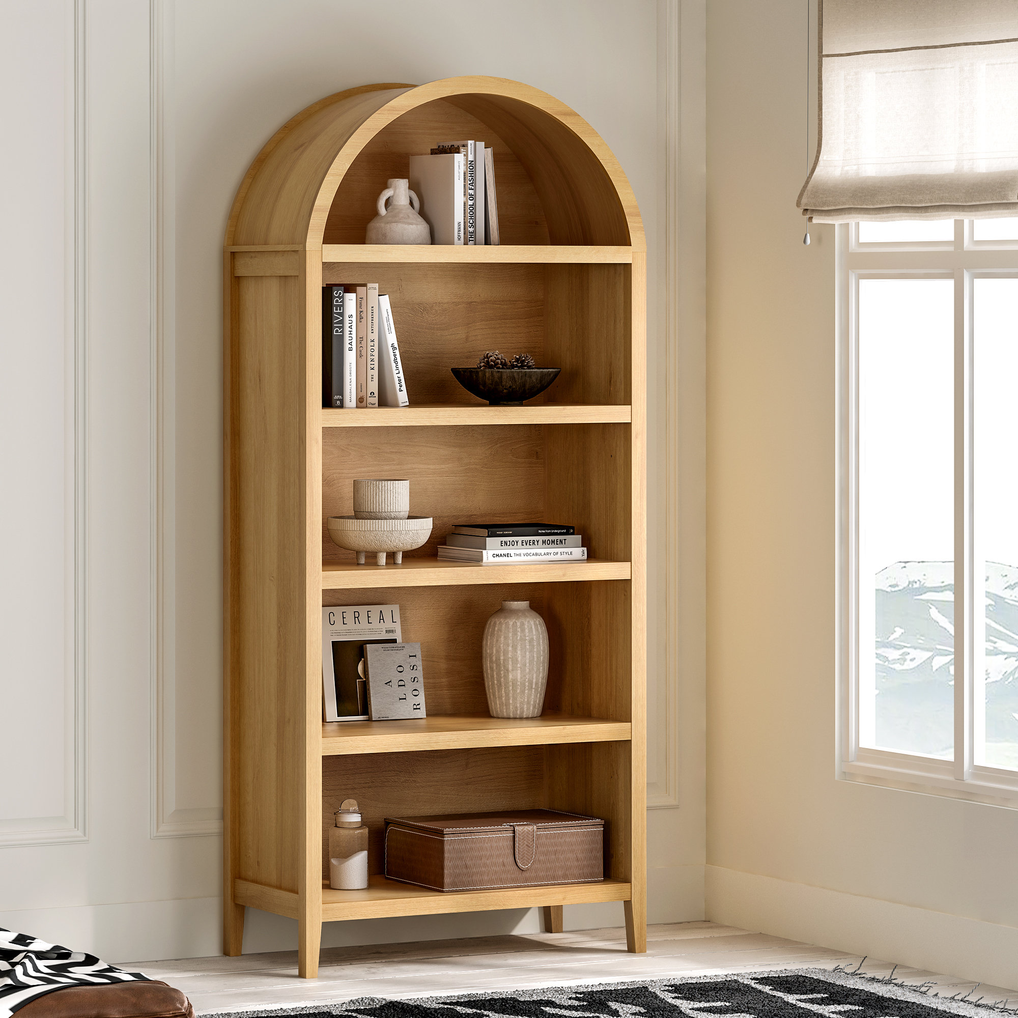 Lark Manor™ Bookcase Storage Display Cabinet With 5 Shelves | Wayfair