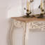 Table de canapé rectangulaire en bois blanche de 43,3 pouces avec sculptures d'artisan uniques