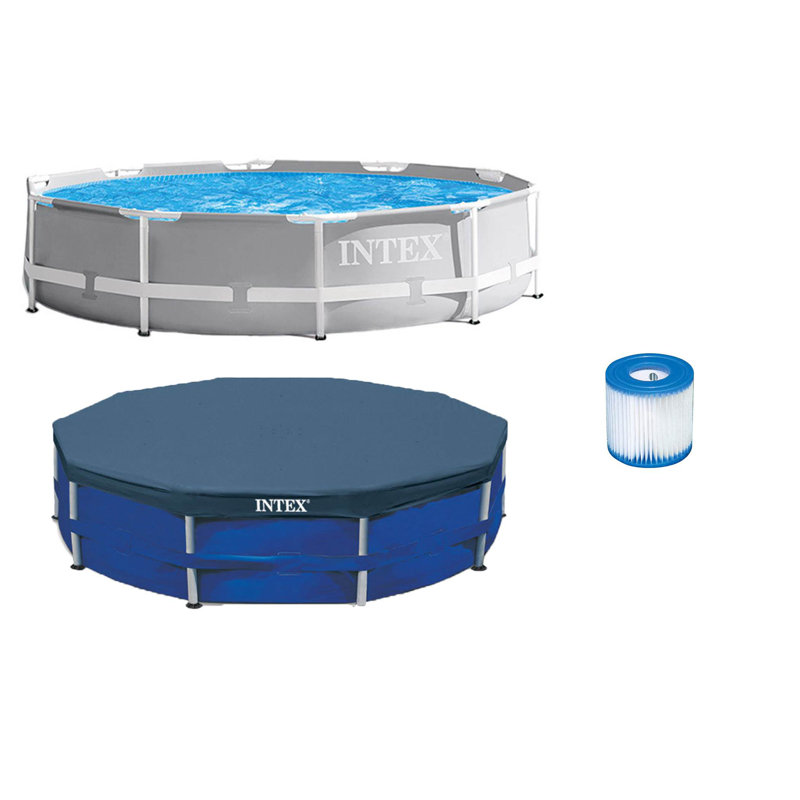 Steel Round Frame Set Pool 30'' H x 120'' W x 120'' L , with Pump Included