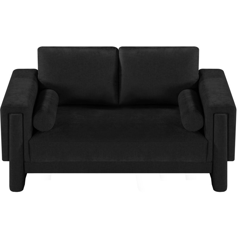Ivanio Upholstered 65'' Loveseat, Black Chenille Fabric