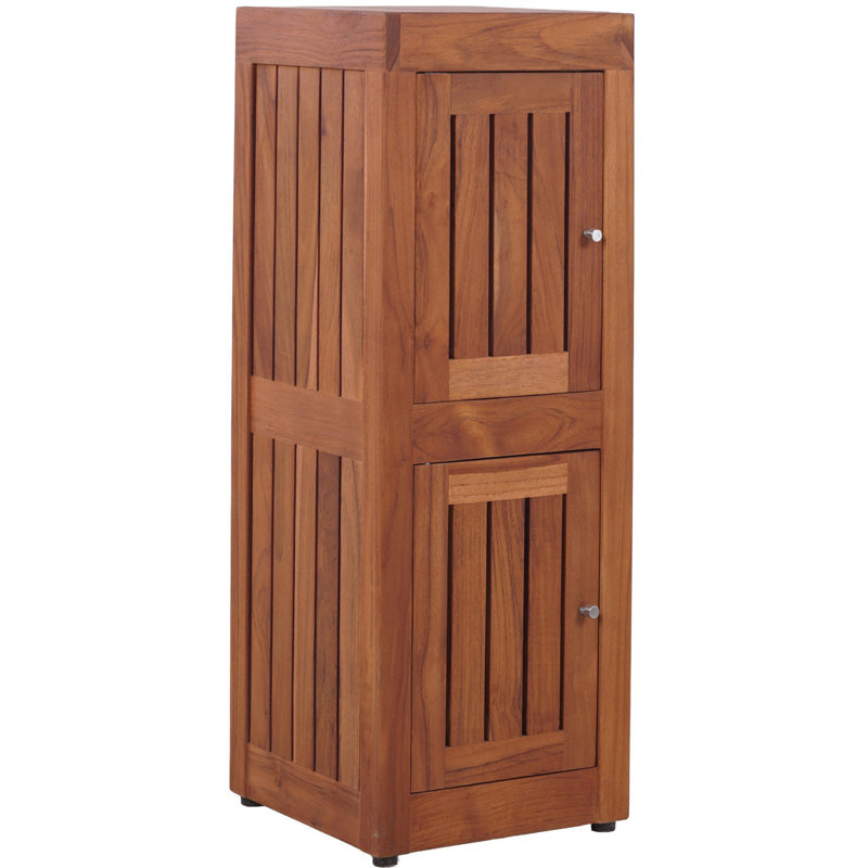 Sula Two-Level Teak Tower Floor Cabinet