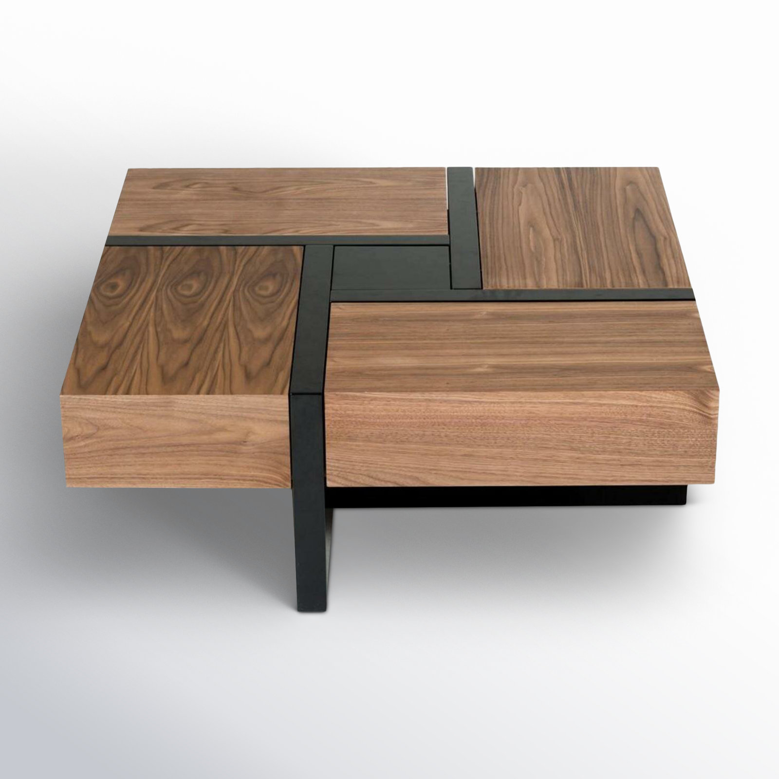 Elka 39" Coffee Table with Storage, Brown/Black
