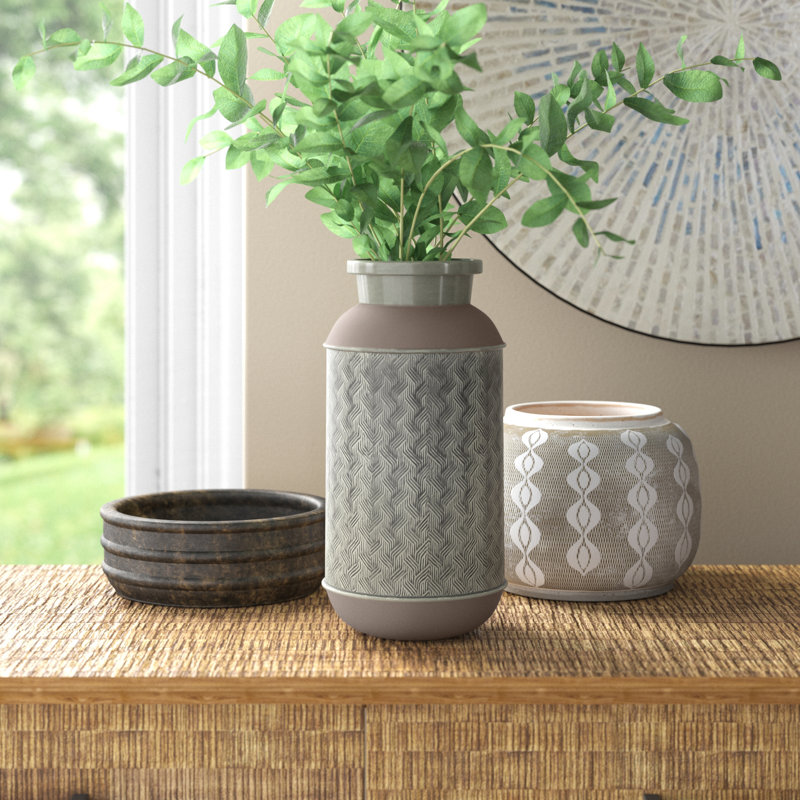 Desdra Stoneware Table Vase, 15" H x 7" W x 7" D, Brown