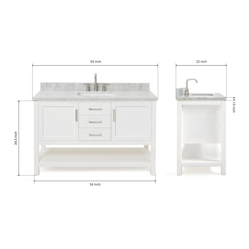 Bayhill 55'' W Single Vanity, White