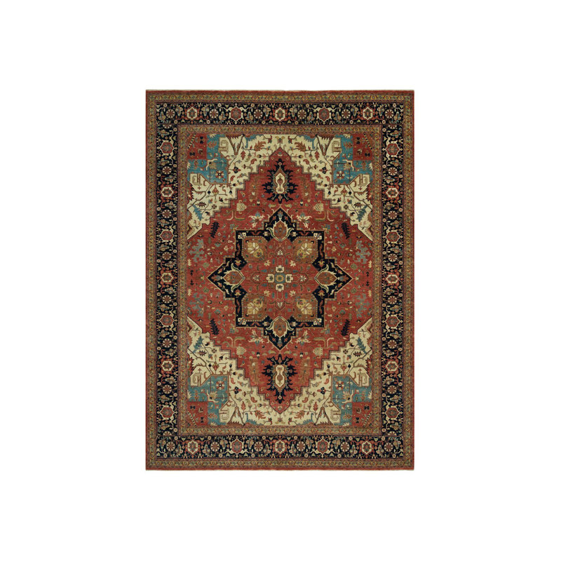Tapis oriental en laine noué à la main 10 po x 14 pi Bruschetta