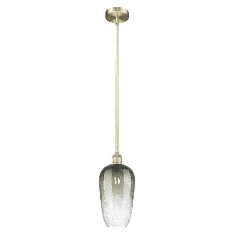 Edison - Flûte Brookhaven - Mini-luminaire suspendu 1 tige 7 po, Ardoise, Laiton antique