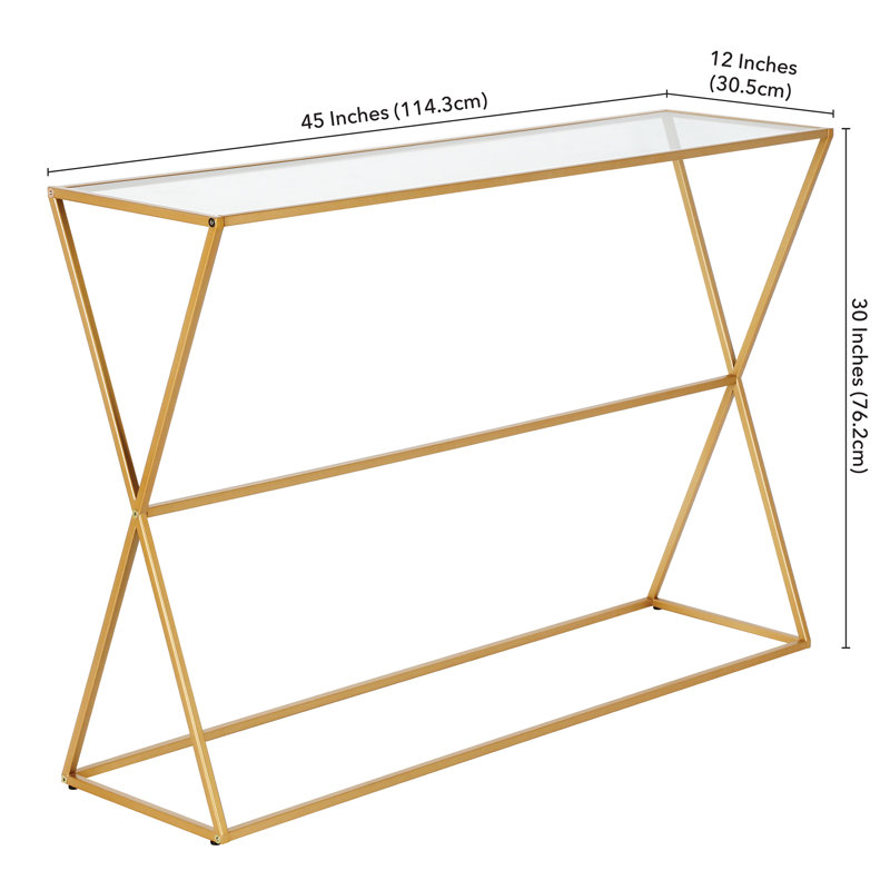 Sabrina 45'' Glass Top Console Table, Gold