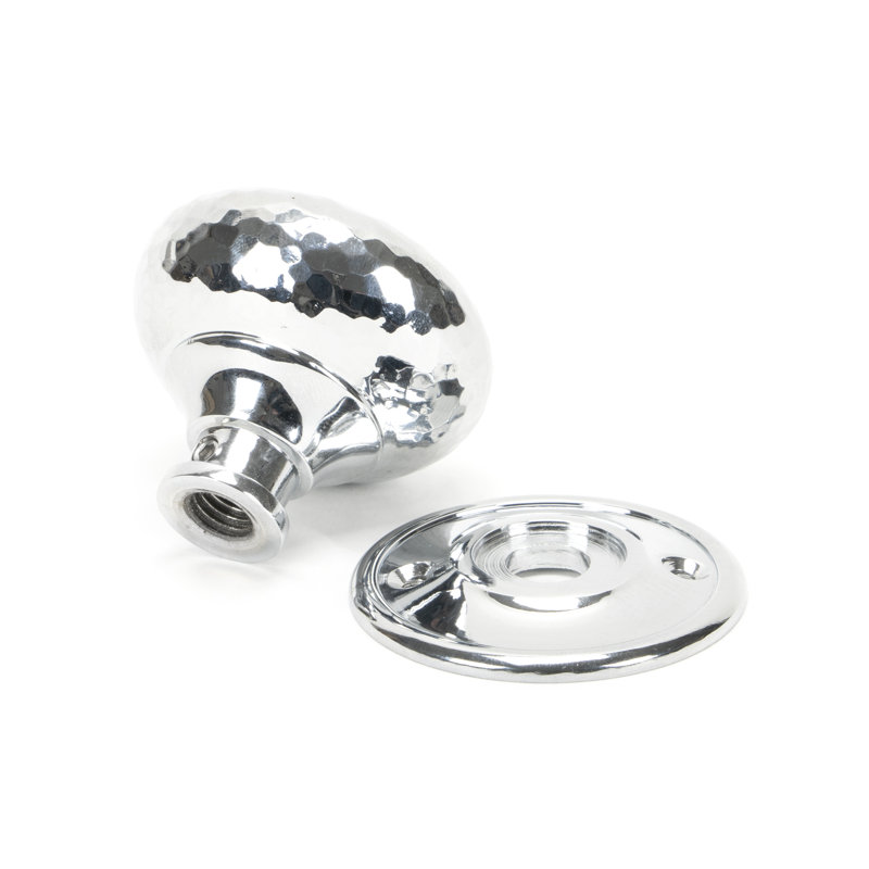 Hammered Mushroom Mortice/Rim Knob Set, Polished Chrome