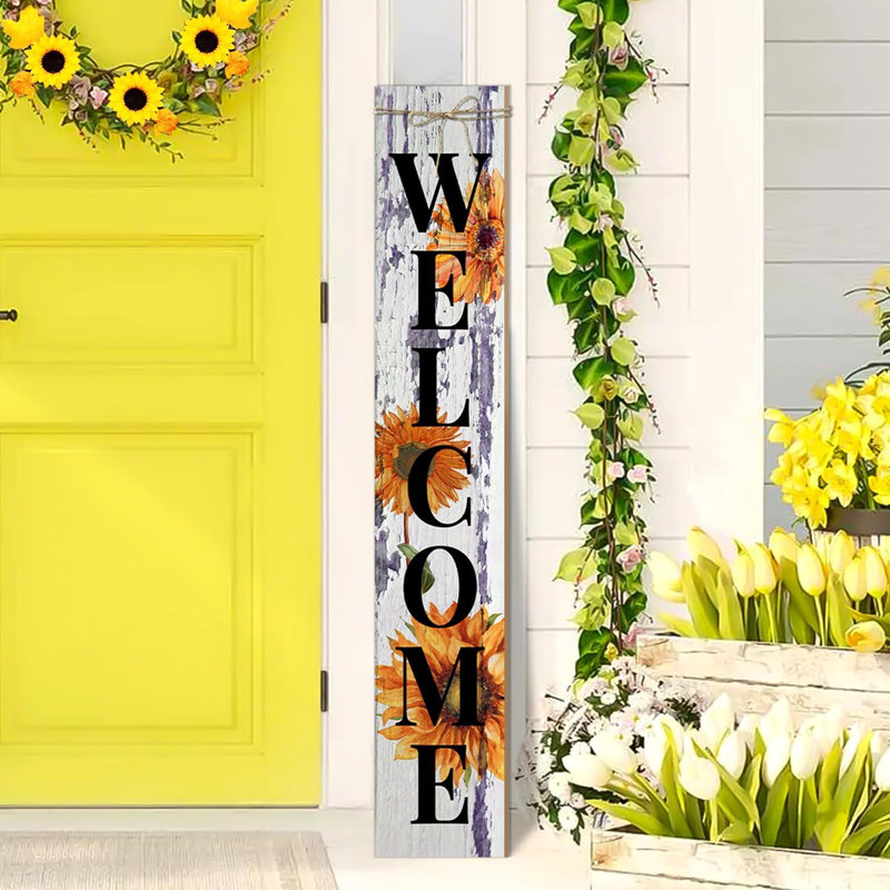Tournesol, panneau de bienvenue, panneau décoratif, porte en bois, porte suspendue, panneaux décoratifs debout