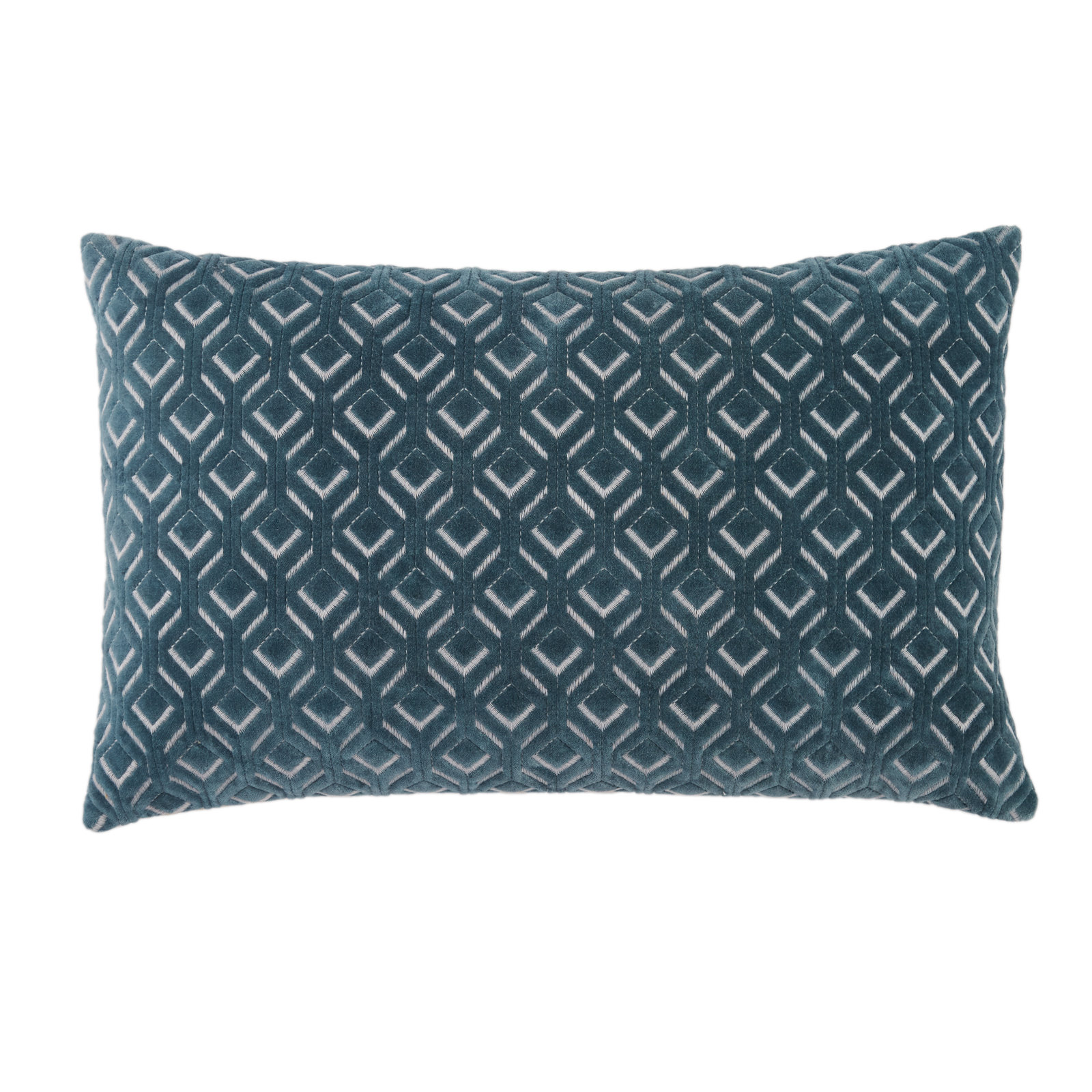 Ryans Embroidered Cotton Lumbar Throw Pillow, Blue Trellis, Pillow Cover Only - No Insert, Rectangle 13" H x 21" W