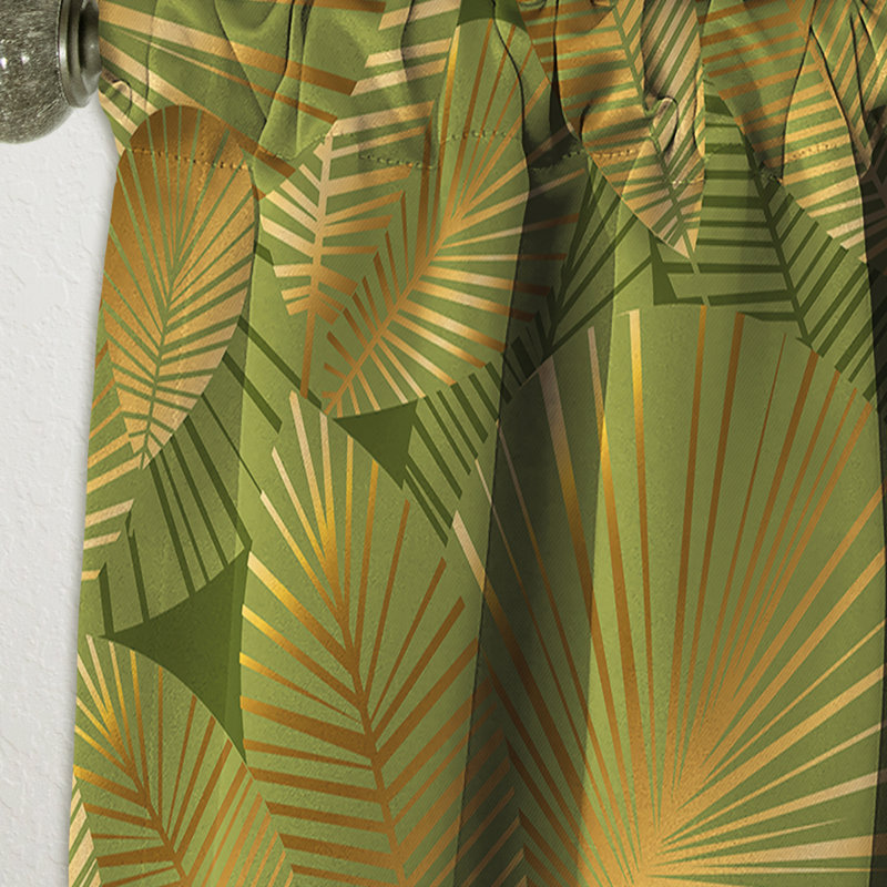 Golden Leaves I - Rideau simple occultant moderne Mid-Century abstrait, L 52 po x L 108 po