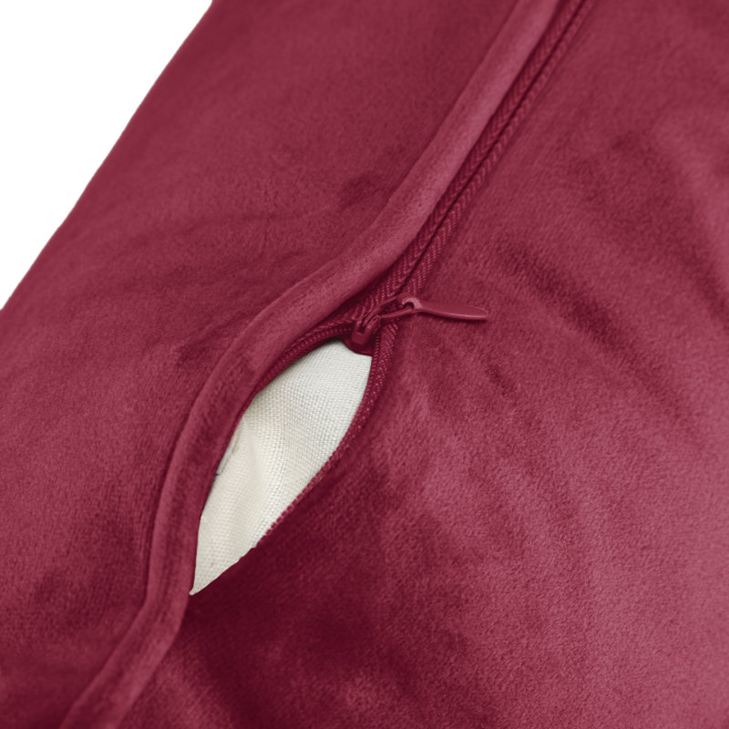 Burgundy Velvet Corded Edge Throw Pillow Set with Polyester Insert