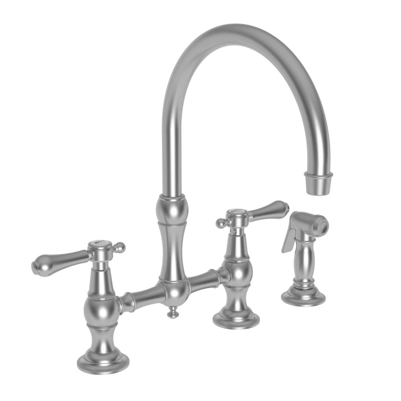 Chesterfield Bridge Kitchen Faucet with Side Spray, Stainless Steel (PVD)