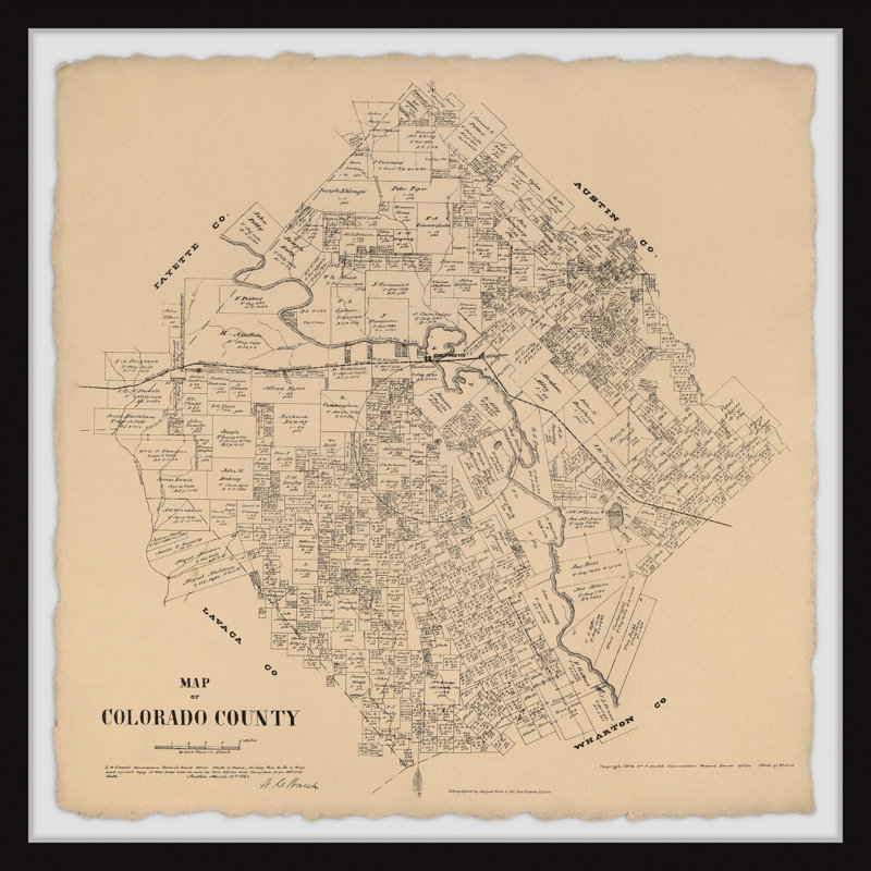 Carte du comté de Colorado, impression encadrée sur papier, H 18 po x l 18 po x 1,5 po