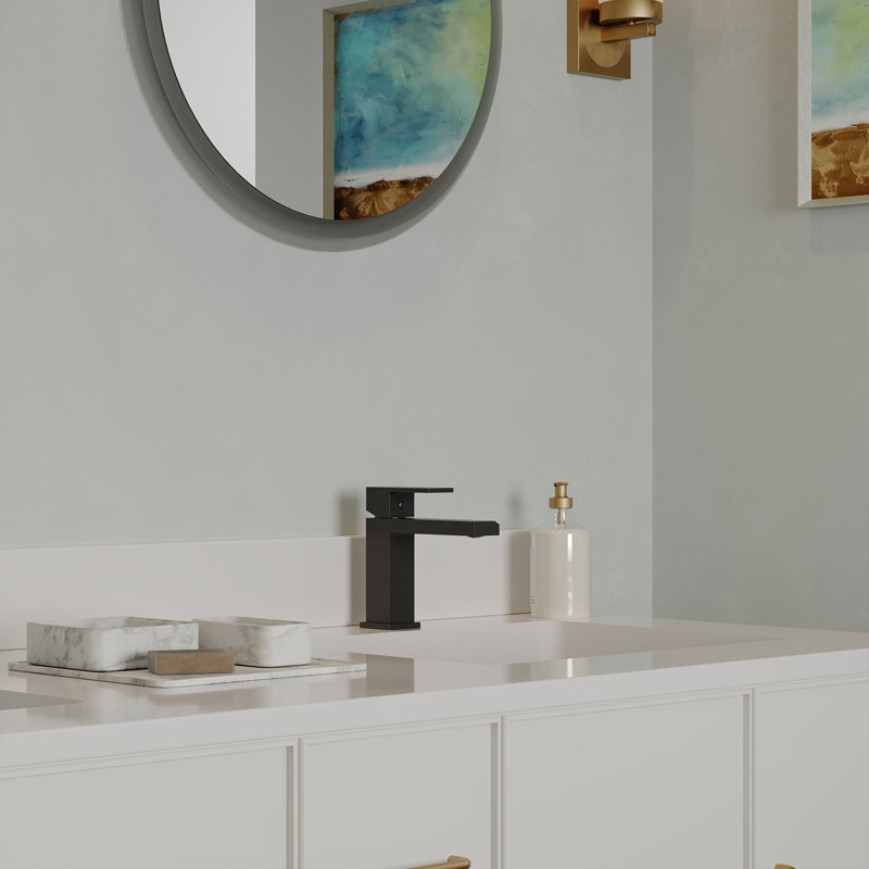 Single-handle Bathroom Faucet with Drain Assembly, Matte Black