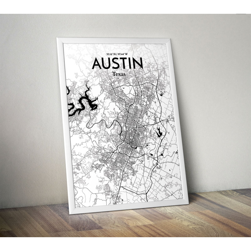 Austin City Map 1 Piece Wall Art, 91.4cm H x 61cm W x 0.13cm D, Grey