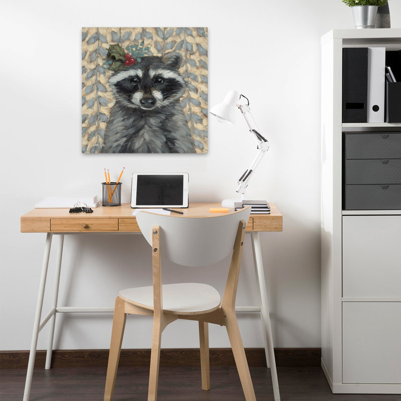 Holly jolly raton laveur contemporain, H 18 po x l 18 po