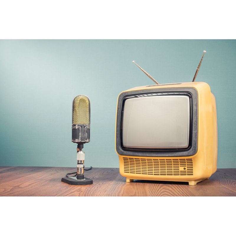 Outdated Yellow TV - Wrapped Canvas Print, 81cm H x 122cm W x 3.8 cm D