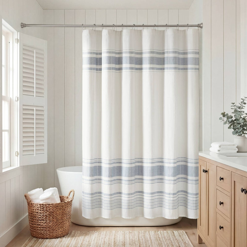Rideau de douche Morgan Farmhouse, White/Blue