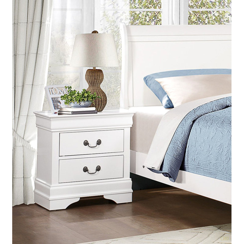 Table de chevet à conception traditionnelle 1pc, Blanc