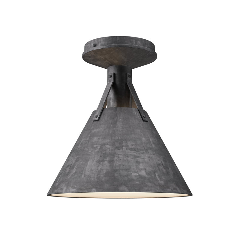 Plafonnier encastré 1 lumière Archer, Abat-jour en acier, H 10 po x l 9,5 po x P 9,5 po