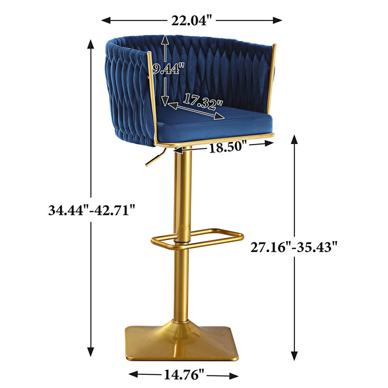 Tabouret de bar rotatif à hauteur ajustable Bengal, Bleu