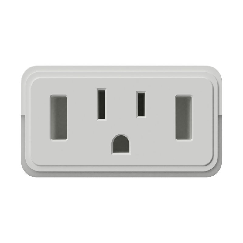 White Compact Dual USB Outlet with LED Night Light