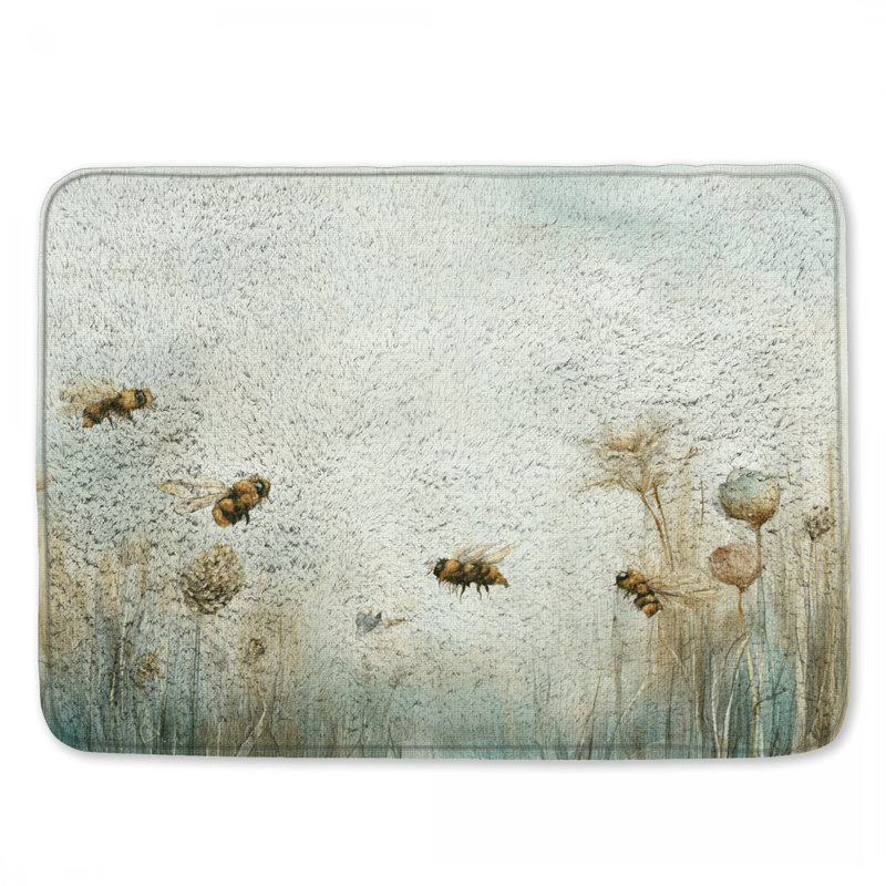Tapis de bain Bees In Meadow, L 24 po x L 17 po