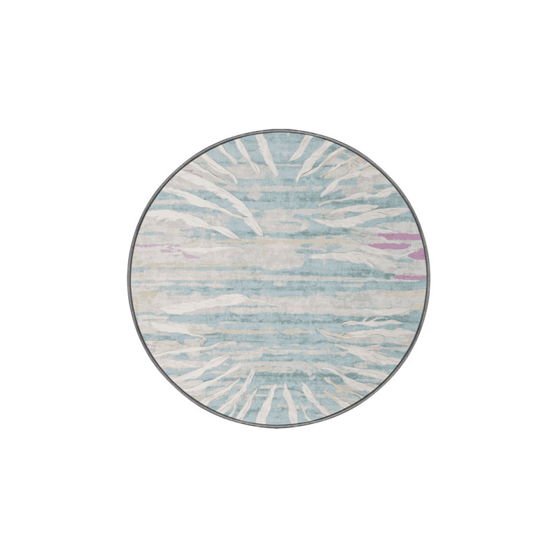 Machine Washable Gray Area Rug, Round 8'