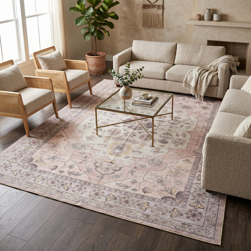 Tapis lavable rose Ketter 5 x 7, Rectangulaire 8 pi x 10 pi