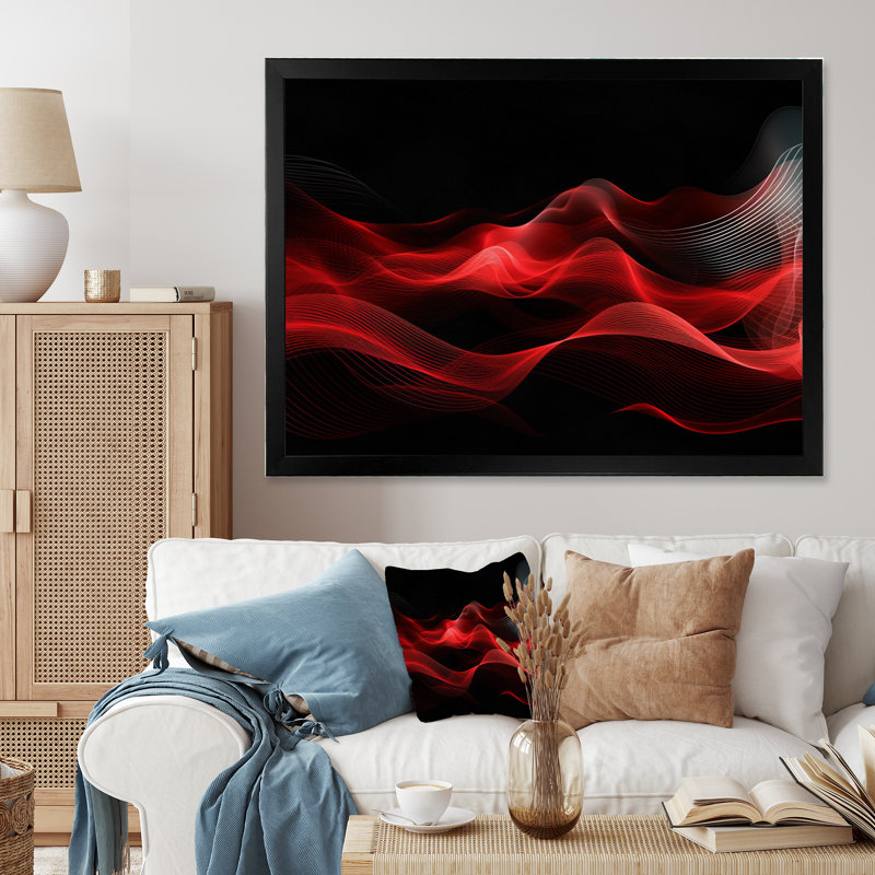 Abstraction contemplative rouge et noire - reproduction, Cadre photo noir, H 34 po x l 44 po x P 1,5 po