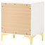 Table de chevet blanche et dorée à 2 tiroirs - Espace de rangement spacieux pour la chambre à coucher-2076517144
