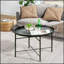 Table basse ronde de 24 po avec plateau martelé, design en métal rétro pour une décoration élégante-1401610888