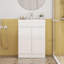 Meuble-lavabo de 24 po avec lavabo, conception sans poignée, lavabo en céramique à bords épais, charnières à fermeture en douceur, assemblage facile, finition blanc brillant