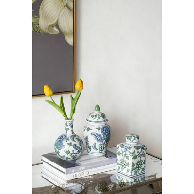 Set of 3 Porcelain Ginger Jar, Decorative Vase for Home Decor