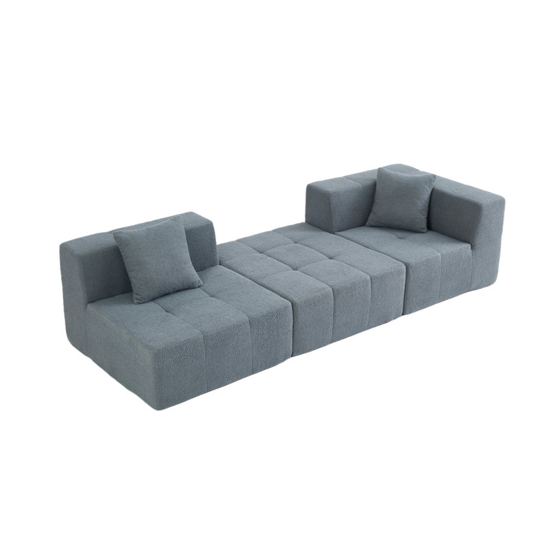 Boneless Modern Modular Sectional Single Sofa Couch Single Square Sofa Modern Armless Floor Sofa Couch Accent Armless Chair With Removable Back Cushion For Living Room, Apartment