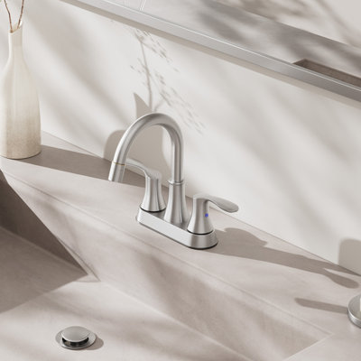 Robinet de lavabo utilitaire en nickel avec pulvérisateur à 2 modèles, robinet de salle de bain à 3 trous, robinets de lavabo à entraxe de 4 pouces avec bonde escamotable en métal