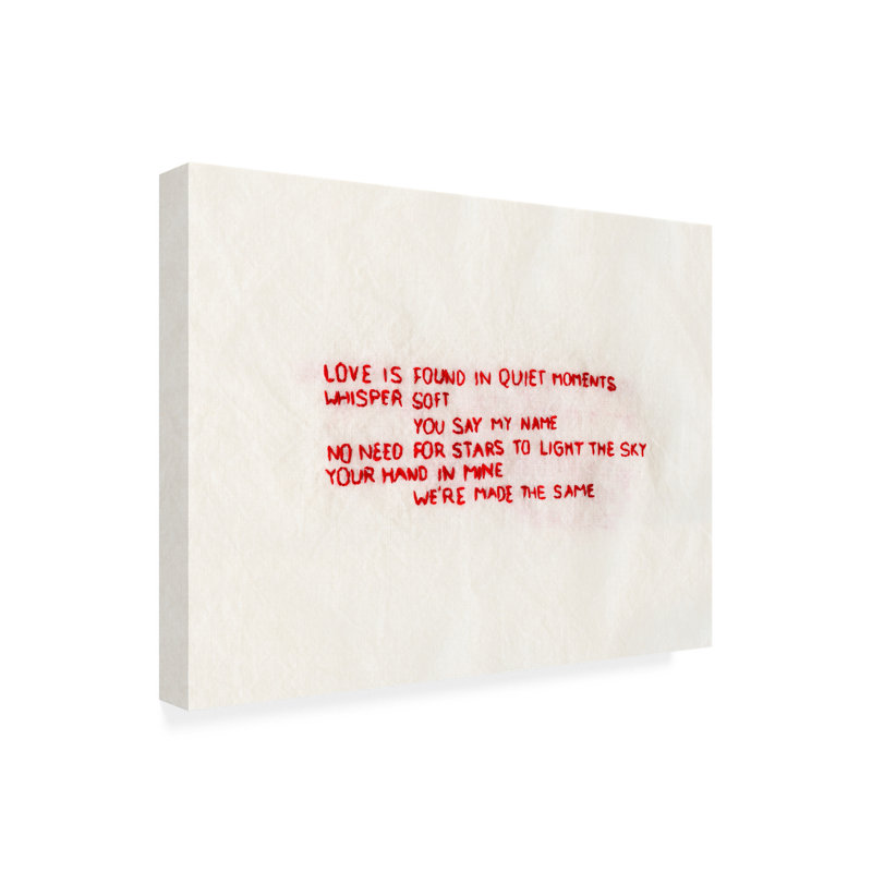 Art mural sur toile tendue - «Stitched Love Poem» de Victoria Barnes pour décoration de salon, de chambre à coucher ou de bureau - 18 x 24