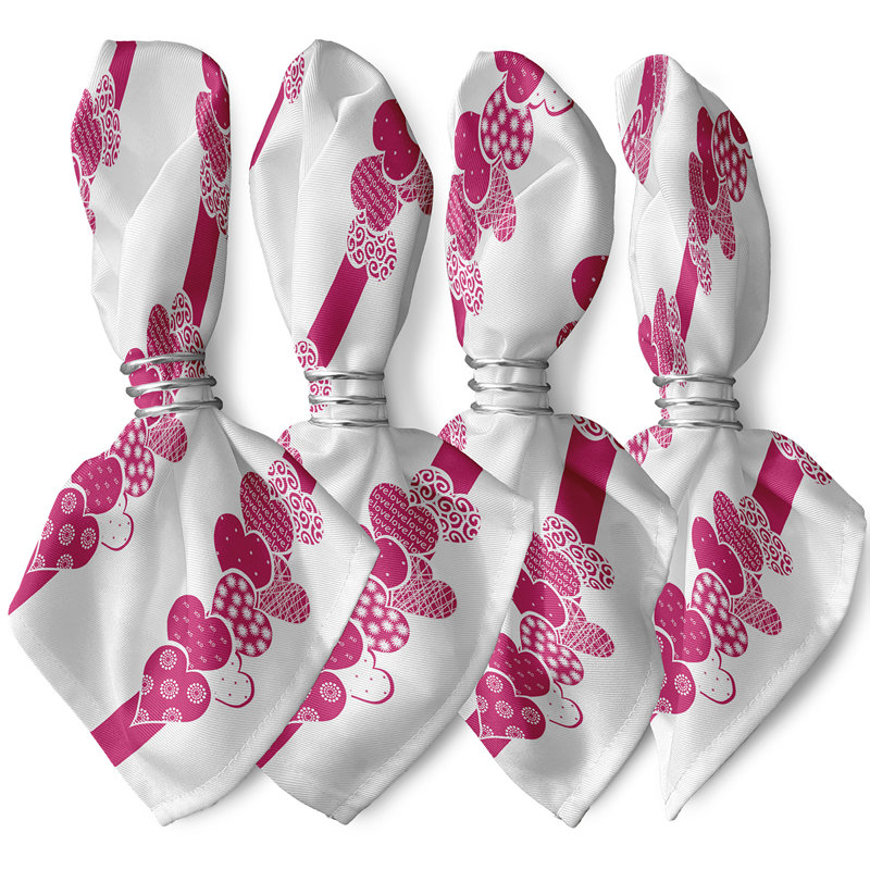 Ensemble de serviettes 4 pièces Saint-Valentin, L 18 po x L 18 po, Fuchsia