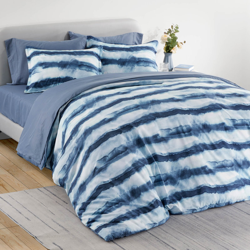 Twill Floral Duvet Cover, Coast Blue, Full/Queen Duvet Cover + 2 Standard Shams