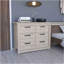 Commode double 6 tiroirs Becca, quatre pieds, quincaillerie en métal - gris clair