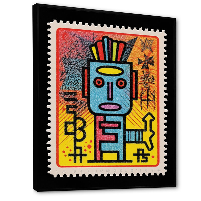 Art mural rétro sur toile, cachet rétro - Tribute rétro à Keith, Cadre flottant noir, H 40 po x l 30 po x P 1,5 po