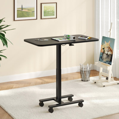 Table de bout pneumatique en forme de C à hauteur réglable avec rallonge pliable et roulettes verrouillables