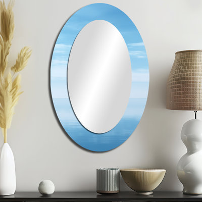 Océan Infinity Dreamscape IV - Miroir mural ovale moderne bleu