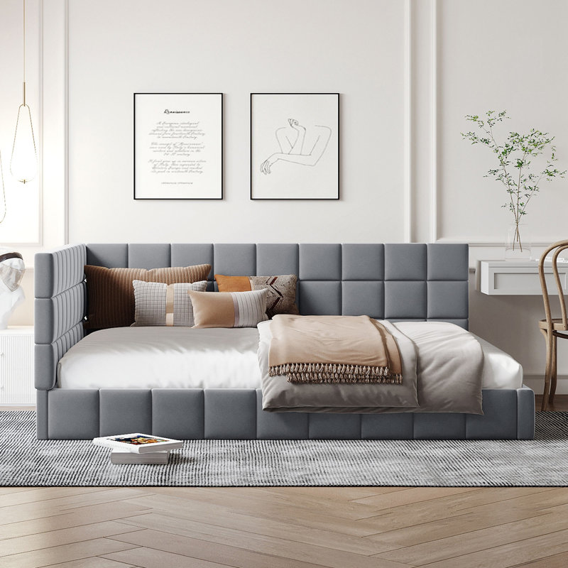 Full Size Upholstered Daybed Sofa Bed, Gray