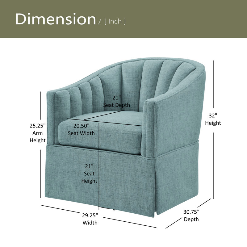 Fauteuil d'appoint pivotant avec jupe Solitude, Bleu clair