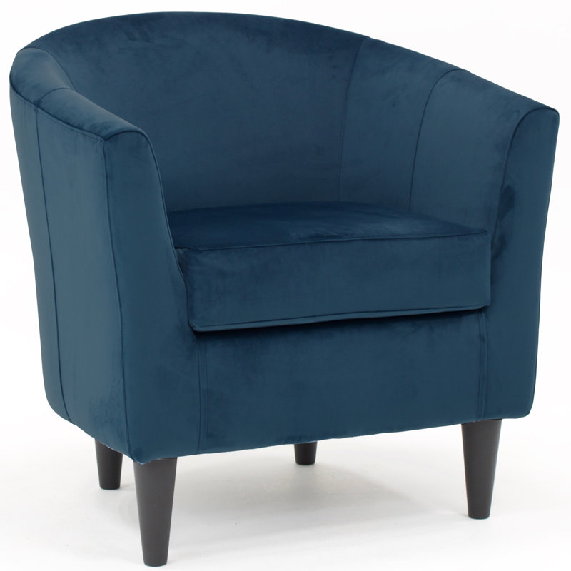 Fauteuil demi-tonneau l 31,5 po Kronos, Velours performance parisien Chantel, Noir