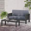 Acacia Wood Outdoor Loveseat And Coffee Table Set With Cushions
